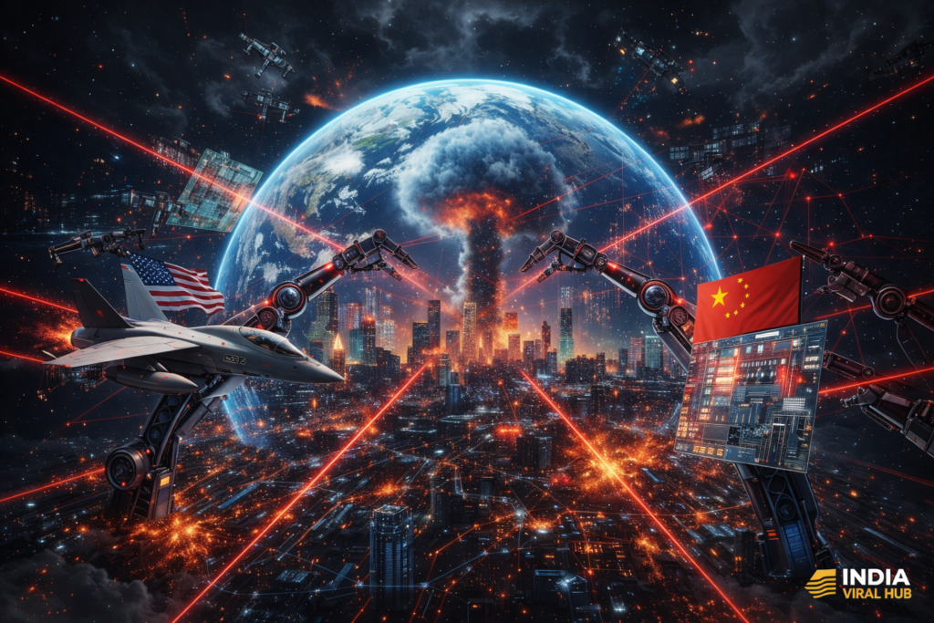 AI Tech War 2026 showing global chip conflict, AI regulation battles, and digital power struggle