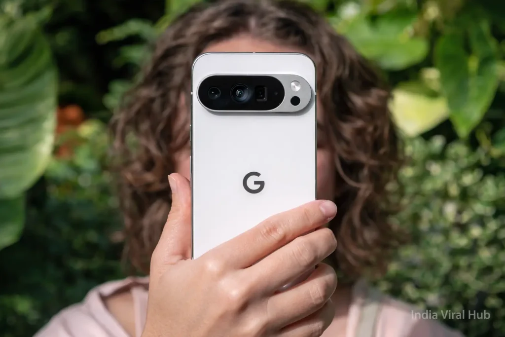 Google Pixel 10 Series India official-looking leak showing the new rear camera module and sleek white finish.