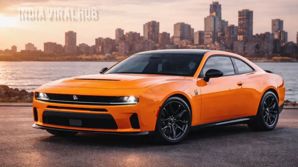 Dodge Charger EV Price 2026 analysis showing the aggressive front profile and R-Wing design of the electric muscle car on a highway.