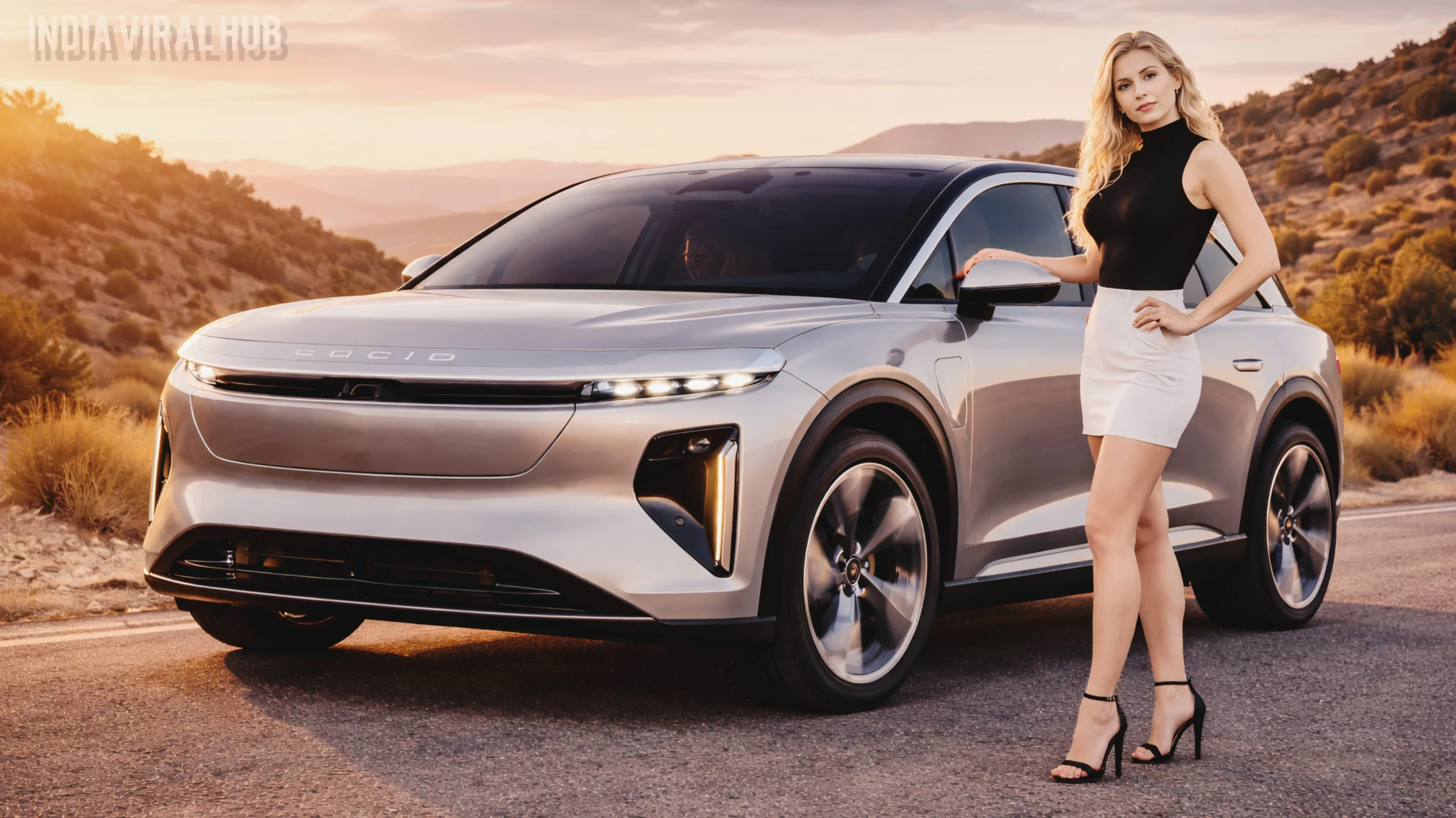 Lucid Gravity Price 2026: Front view of the luxury electric SUV showing its sleek aerodynamic design and premium build.
​Caption: Lucid Gravity Price 2026