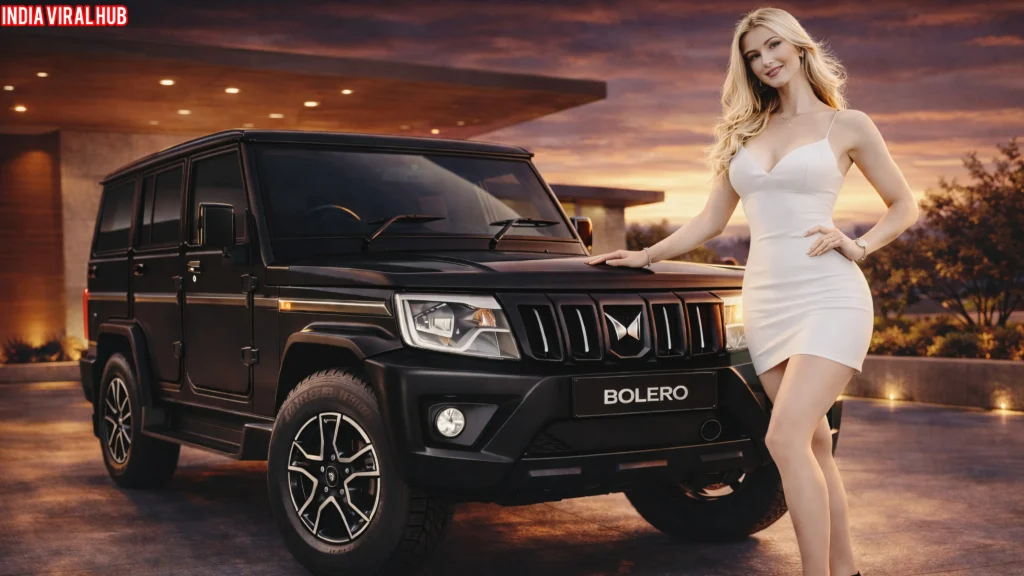 New Mahindra Bolero 2026 front design showing LED grille and rugged bumper.