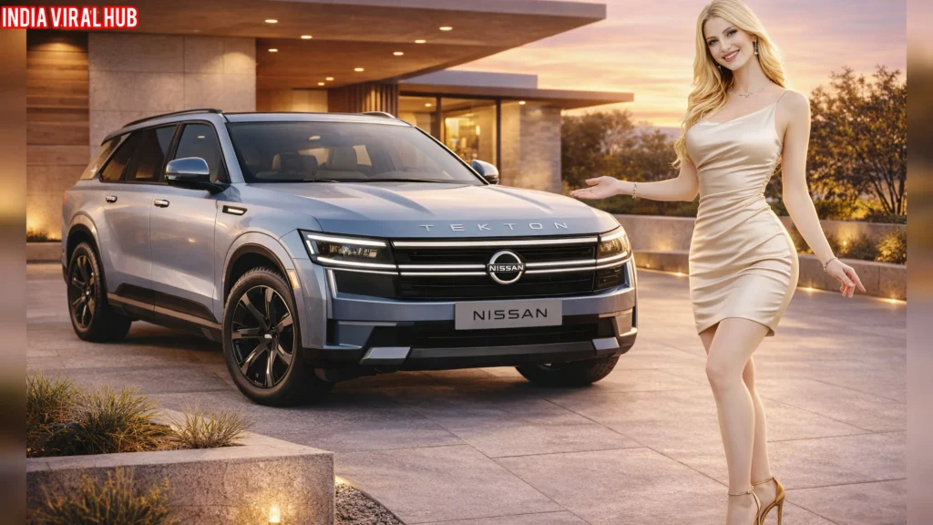 Front view of the new SUV launch in India, analyzing the Nissan Tekton Price and its aggressive design compared to Creta.