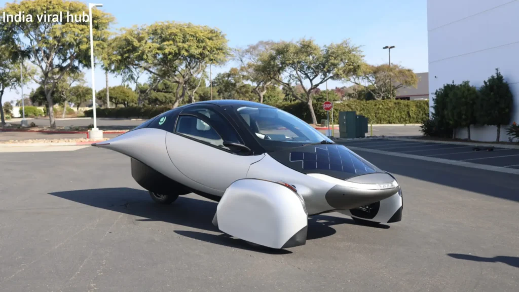 Aptera Solar EV Price: Detailed view of the 700-watt solar array embedded into the roof and hood of the vehicle.